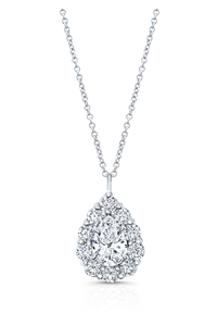 Pear cut Diamond Cluster Pendant in White Gold