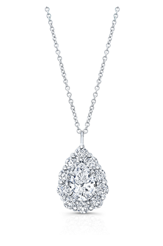 Pear cut Diamond Cluster Pendant in White Gold