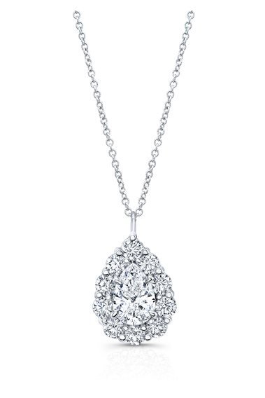 Pear cut Diamond Cluster Pendant in White Gold