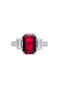 Emerlad Cut Ruby Ring