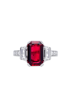 Emerlad Cut Ruby Ring