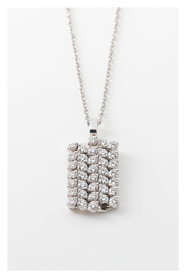 Brevetto 5-row Multi Size Pendant in White Gold