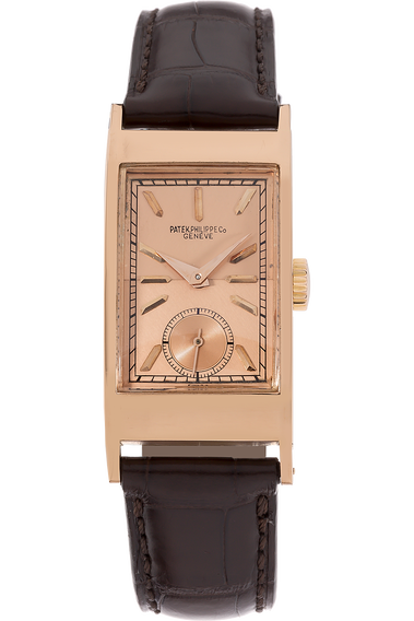 Pre Owned Patek Philippe Vintage Rectangle Reference 425 Circa 1940s Rose Gold Manual