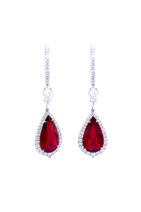 Pear Shape Ruby Pendant Earrings