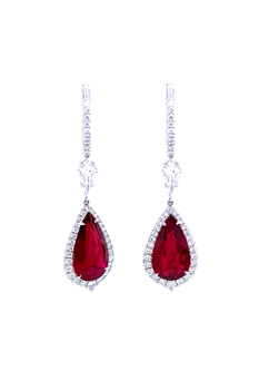 Pear Shape Ruby Pendant Earrings