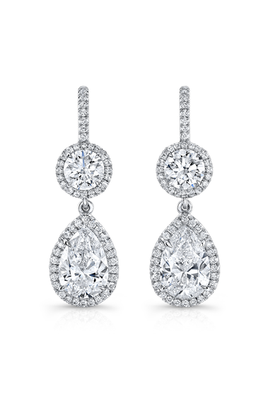 Pear and Brilliant Cut Drop Earrings 4 ct