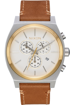 Time Teller Chrono Leather, Gold / Cream / Tan