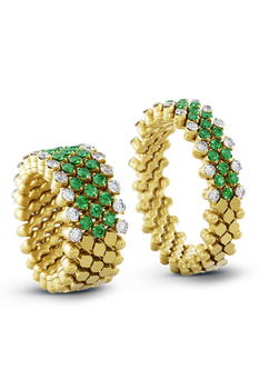 Brevetto 5-row Multi Size Ring in Yellow Gold with Tzavorites