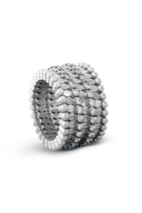 Serafino Alternato 7-row Ring Bracelet in White Gold