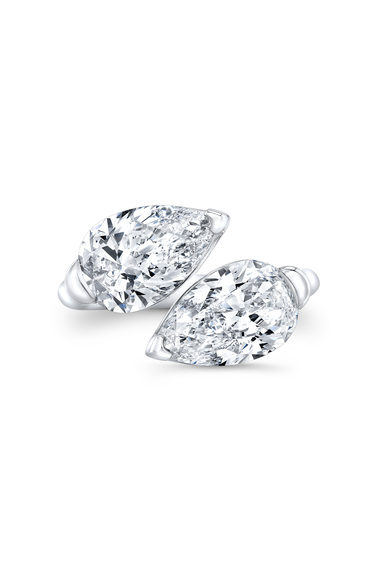 Pear Cut Diamond Bypass Ring in Platinum