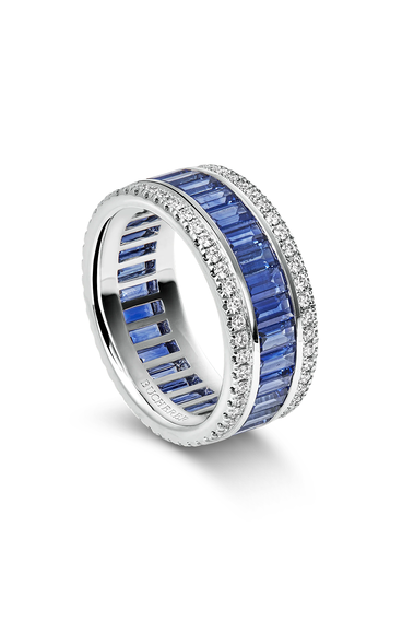 Baguette Love Blue Sapphire Ring
