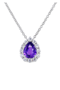Pear Shape Purple Sapphire Pendant Necklace