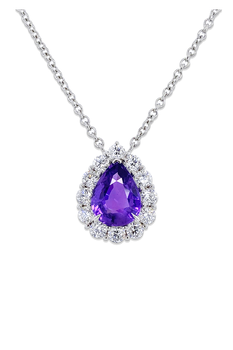 Pear Shape Purple Sapphire Pendant Necklace