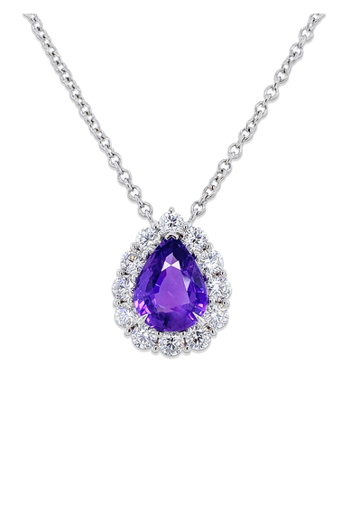 Pear Shape Purple Sapphire Pendant Necklace