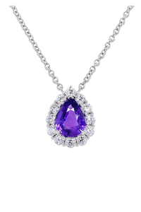 Pear Shape Purple Sapphire Pendant Necklace