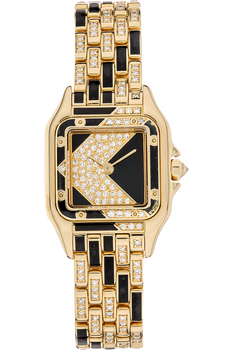 Panthere Art-Deco Yellow Gold Quartz