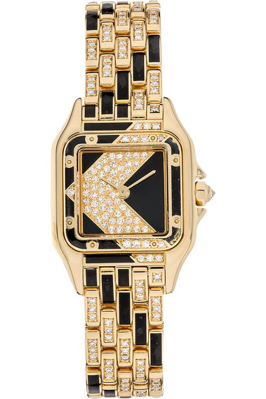 Panthere Art-Deco Yellow Gold Quartz