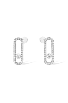 Move Uno Pav&eacute; Studs in White Gold