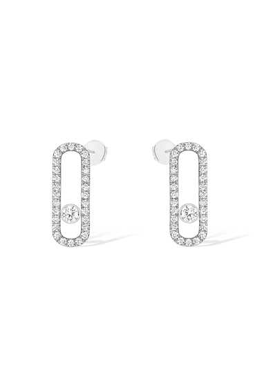 Move Uno Pav&eacute; Studs in White Gold