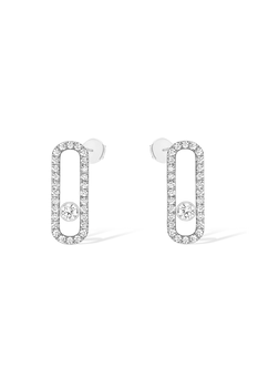 Move Uno pav&eacute;-set diamond earrings in white gold