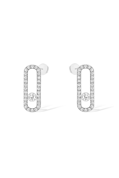 Move Uno pav&eacute;-set diamond earrings in white gold