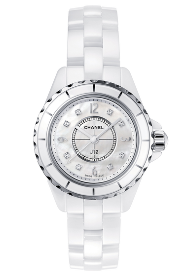 Chanel J12 White Dial Diamond Ceramic Women's Watch H7189