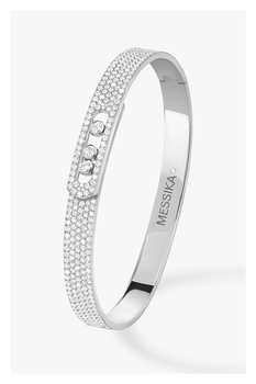 Move Noa Full Pav&eacute; SM Bangle in White Gold Size S