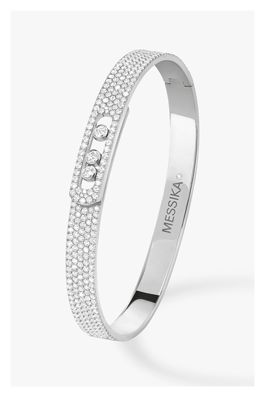 Move Noa Full Pav&eacute; SM Bangle in White Gold Size S