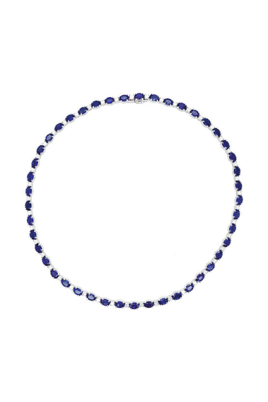 Oval Blue Sapphire and Diamond Necklace