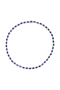 Oval Blue Sapphire and Diamond Necklace