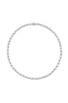 Moval Cut Diamond Necklace in White Gold