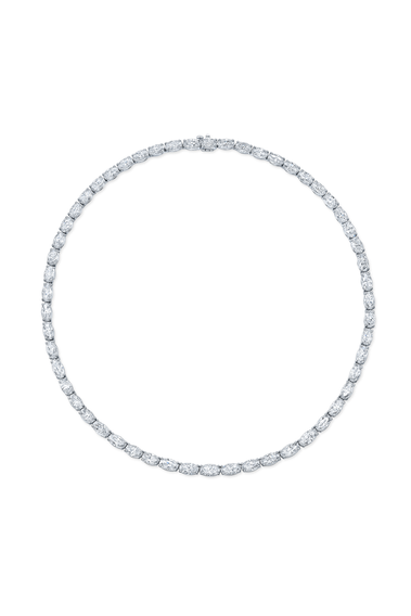 Moval Cut Diamond Necklace in White Gold