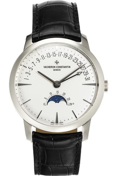 Patrimony Moon Phase Retrograde Date White Gold Automatic