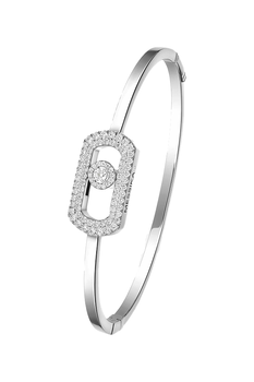 So Move Pav&eacute; Bangle in White Gold Size M