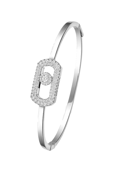 So Move Pav&eacute; Bangle in White Gold Size M