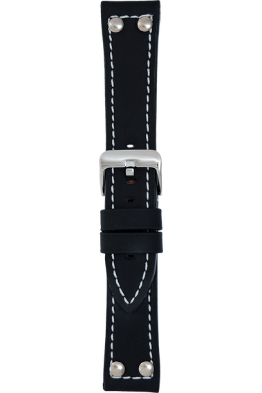 22 mm Black Silicone Layered Leather Strap