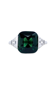 Cushion Cut Green Sapphire Ring