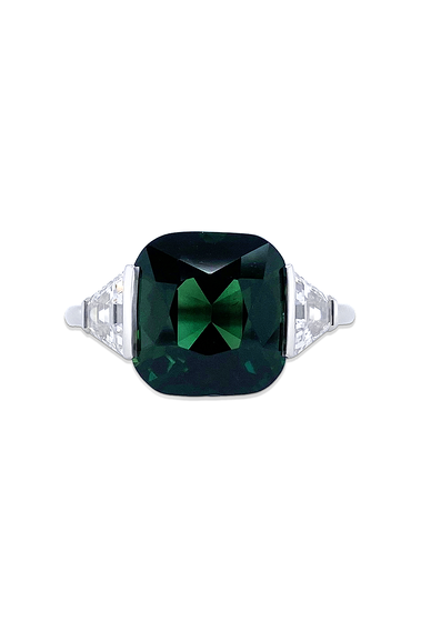 Cushion Cut Green Sapphire Ring
