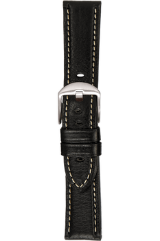 22 mm Black Vegetable Leather Strap