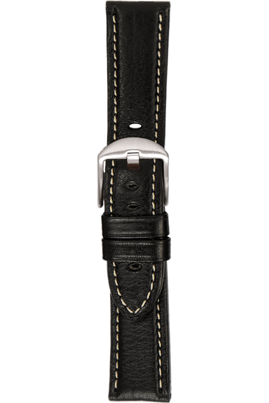 22 mm Black Vegetable Leather Strap