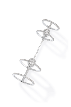 White gold diamond pav&eacute; double ring Glam&#39;Azone