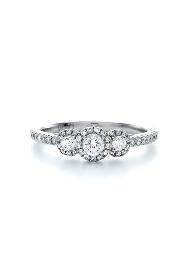 Center of my Universe Round Halo 3 Stone Ring &#40;0.95 ct&#41;