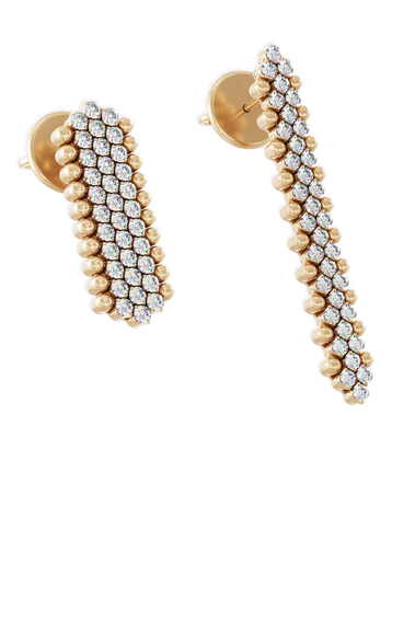 Brevetto 3-row Multi Size Earrings in Pink Gold