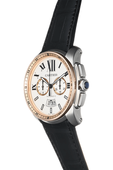 Calibre de Cartier Chronograph Rose Gold and Stainless Steel Automatic