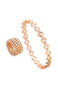 Serafino 7-row Ring Bracelet in Pink and White Gold