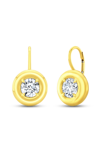 Round Cut Diamond Donut Bezel Earrings in Yellow Gold