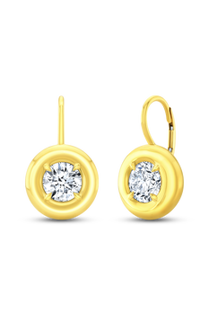 Round Cut Diamond Donut Bezel Earrings in Yellow Gold