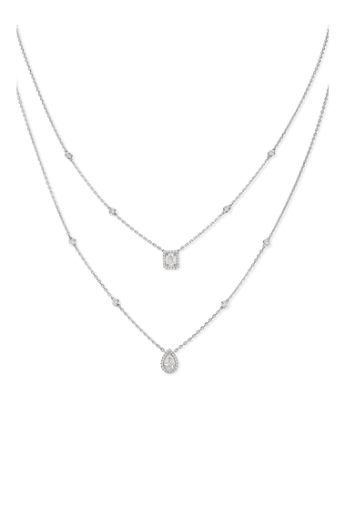 Shop Messika My Twin Diamond & 18K White Gold Two-Row Necklace