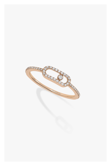 Move Uno Pav&eacute; Ring in Pink Gold Size 55