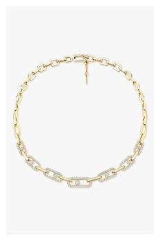 Move Link Pav&eacute; Necklace in Yellow Gold
